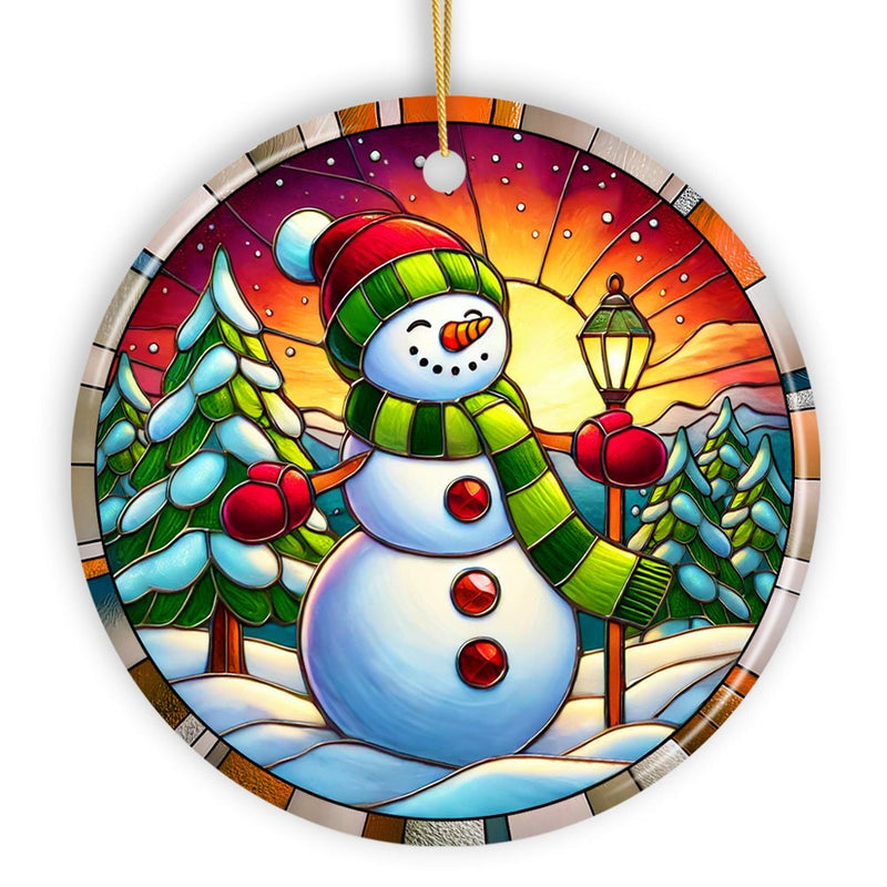 Radiant Sunset Glow Snowman Ornament, Frosty Guardian for Holiday Cheer Gift and Decor