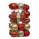 Red and Gold Glitter Luxury Shatterproof Christmas Ornament Bauble Set