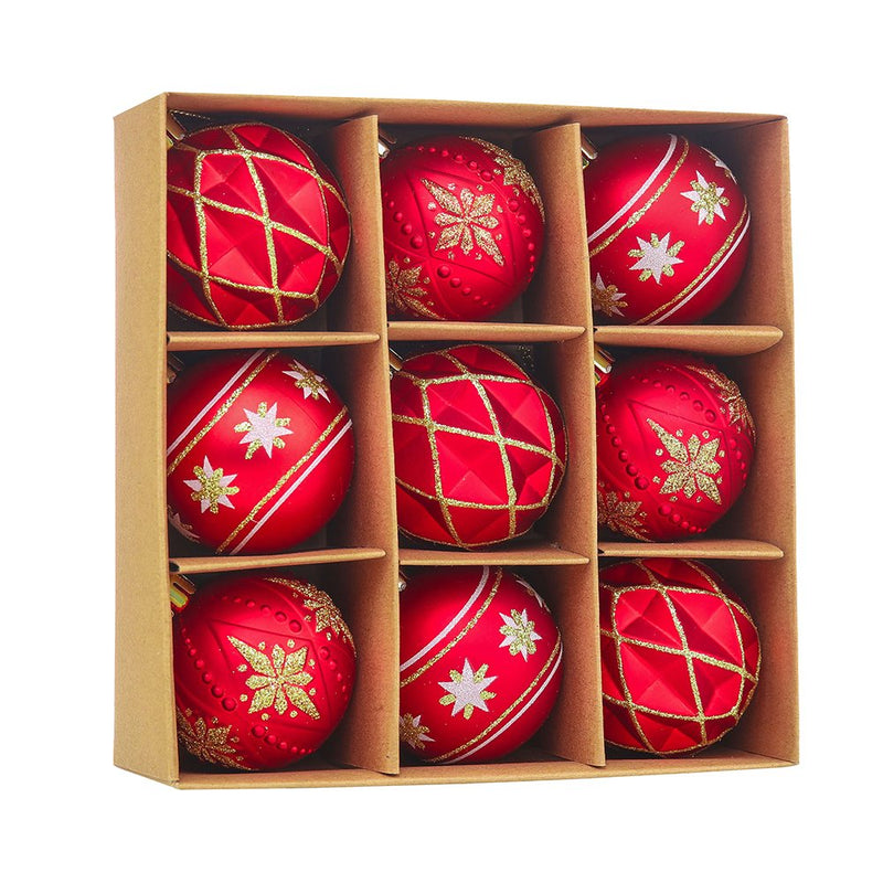 Red and Gold Unique Shatterproof Ornament Bauble Set