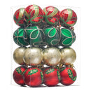 Refined Ornament Bauble Set, 24 Piece Red, Gold, and Green Glitter Christmas Bundle