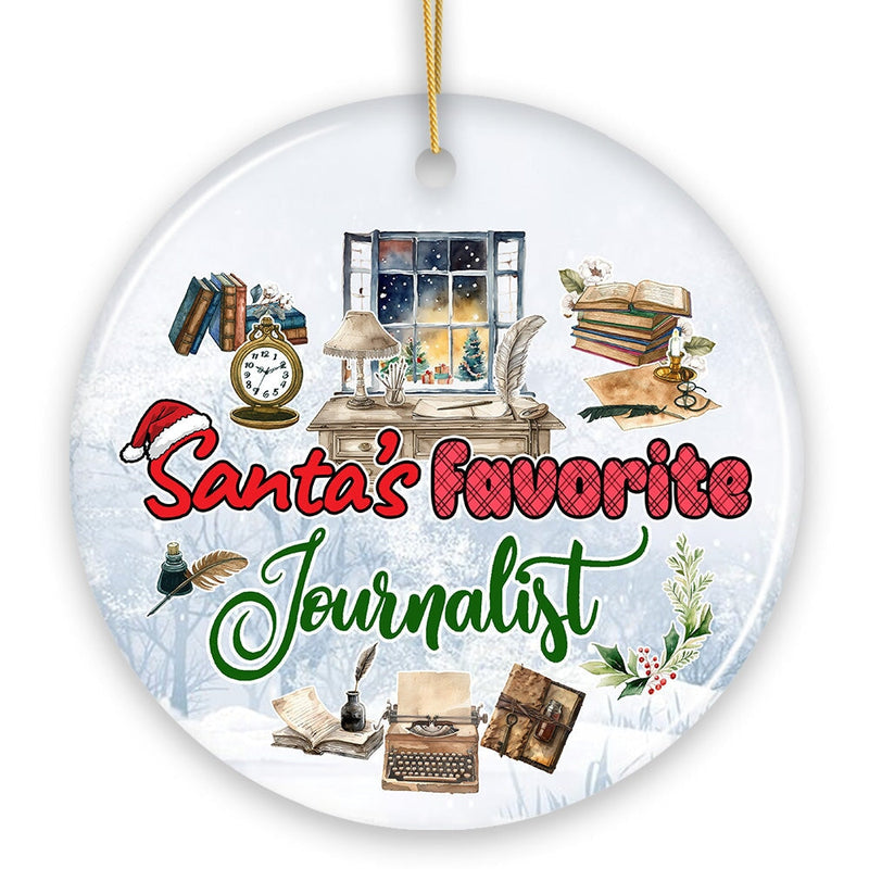 Santa's Favorite Journalist Ornament, Artistic Christmas Appreciation Keepsake