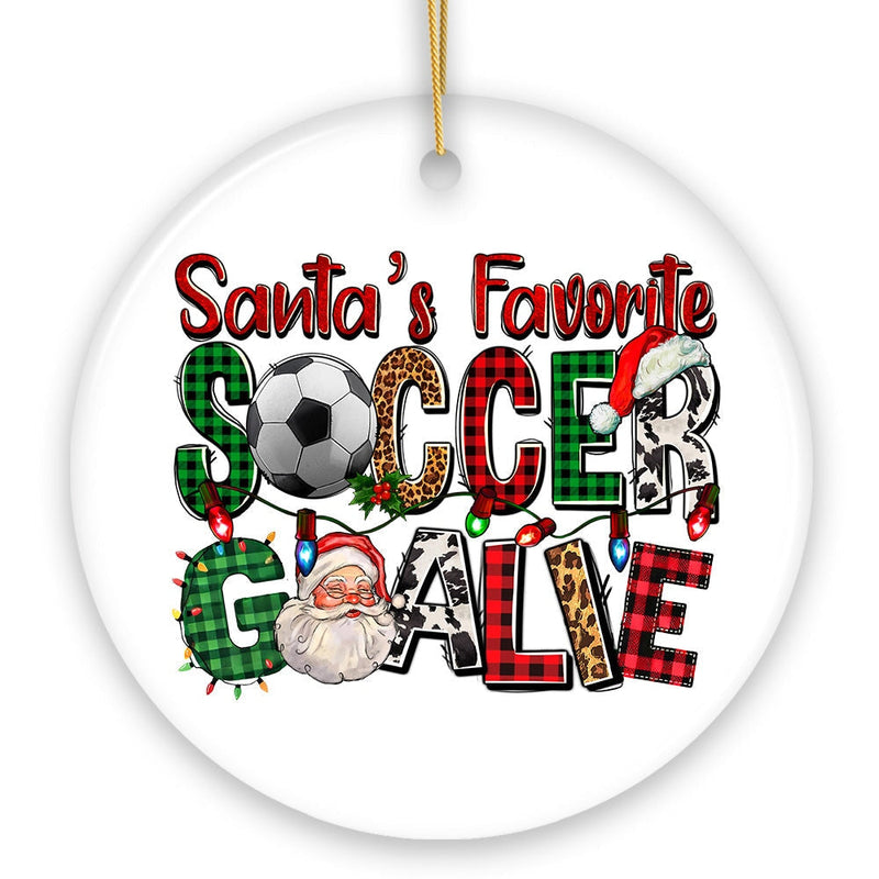 Santa's Favorite Soccer Goalie Plaid Ornament, Football Christmas Gift