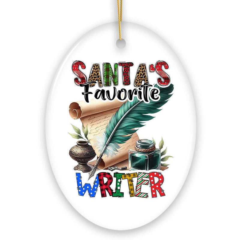 Santa's Favorite Writer Ornament, Christmas Appreciation Gift for Author