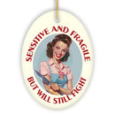 Sensitive and Fragile But Will Still Fight Ornament, Strong and Sweet Retro Homemaker for Bold Home Decor