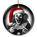Sinister Santa Clown Ceramic Ornament, Eerie Christmas Decoration for Halloween Tree