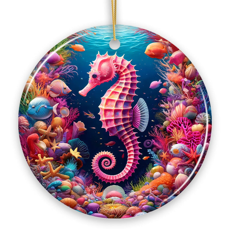 Tropical Tide Treasure Radiant Seahorse Ornament, Ocean-Themed Gift And Decor
