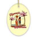 Unique Hawaii Cartoon Art Christmas Ornament, Holiday Gift for Surfers
