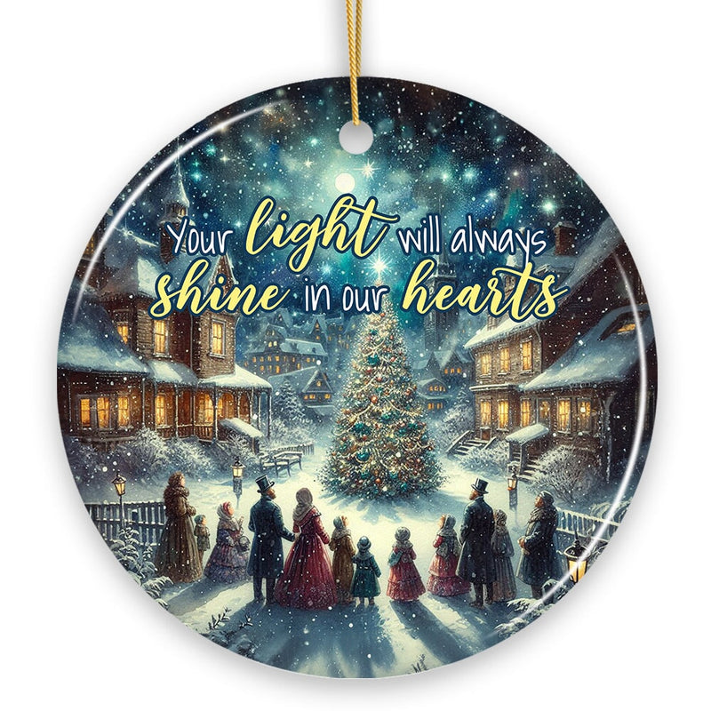 Your Light will Always Shine in Our Hearts Ornament, Enchanting Victorian Christmas Memorial Gift