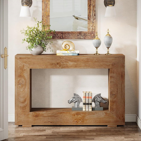 Modern Farmhouse 47-inch Long Entryway or Sofa Table in Brown Wood Finish, photo 2 of 5