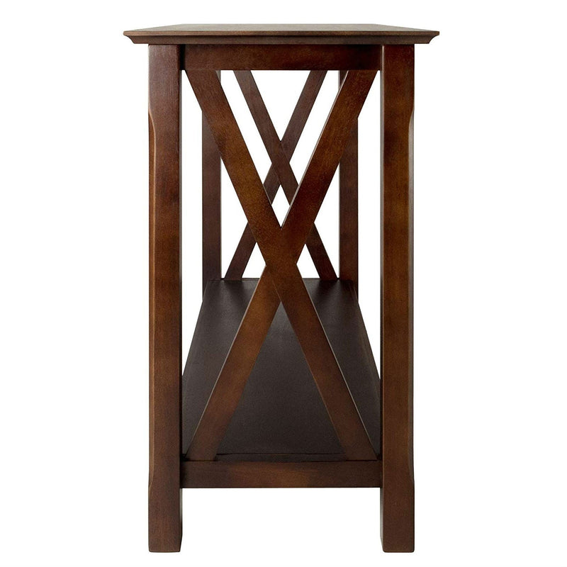 Cappuccino Brown Wood Console Sofa Table with Bottom Shelf, photo 3 of 3