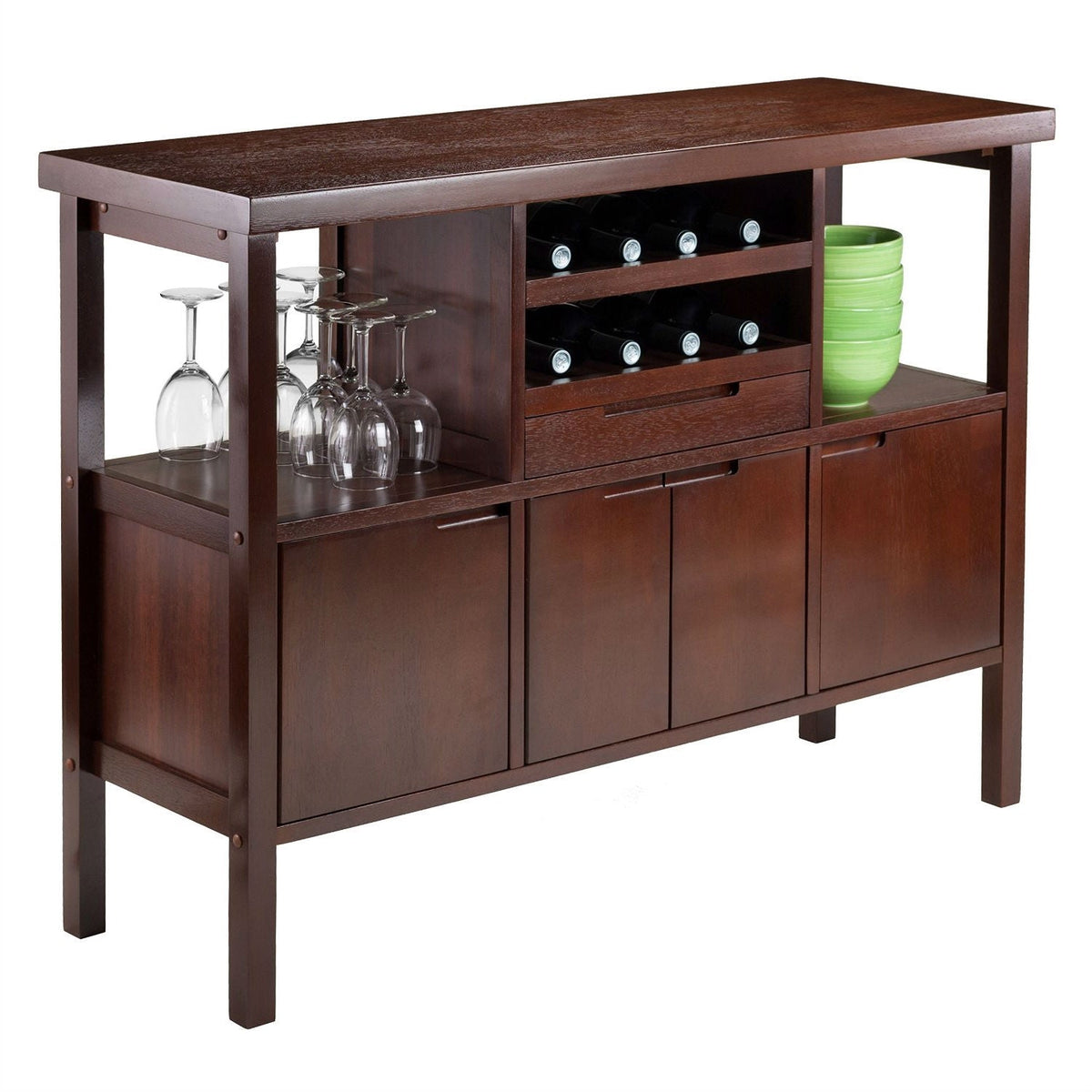 Sideboard Buffet Table Wine Rack in Brown Wood Finish, photo 3 of 3