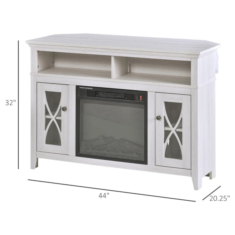 Rustic White Electric Fireplace Mantel TV Stand w/ Adjustable Shelves 2 Storage Cabinets, photo 5 of 5