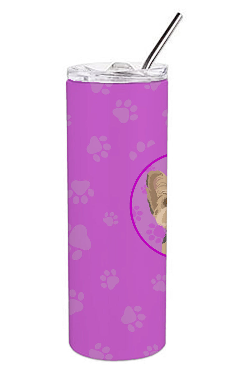 Yorkie Blue and Tan Puppy Stainless Steel 20 oz Skinny Tumbler