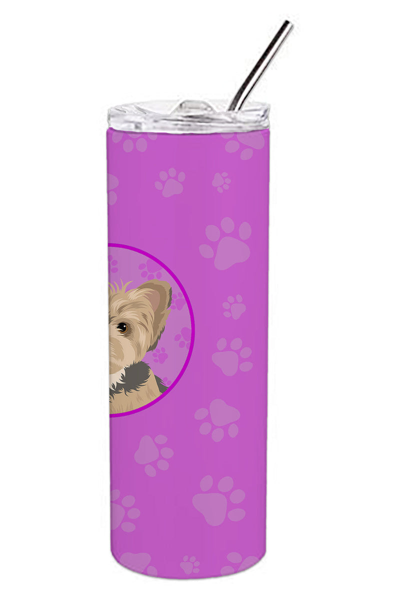 Yorkie Blue and Tan Puppy Stainless Steel 20 oz Skinny Tumbler