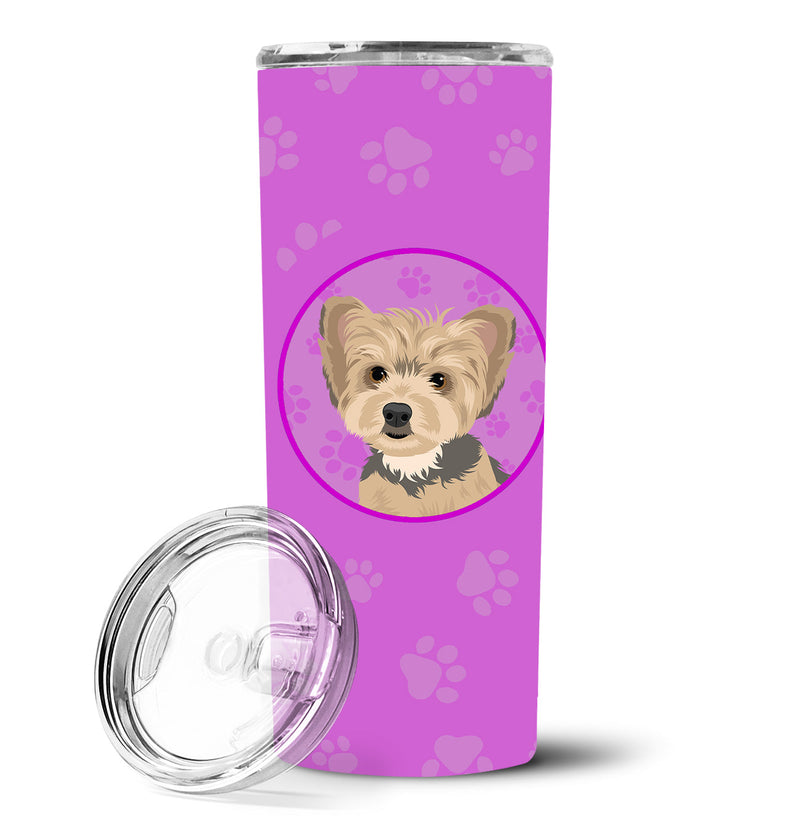 Yorkie Blue and Tan Puppy Stainless Steel 20 oz Skinny Tumbler