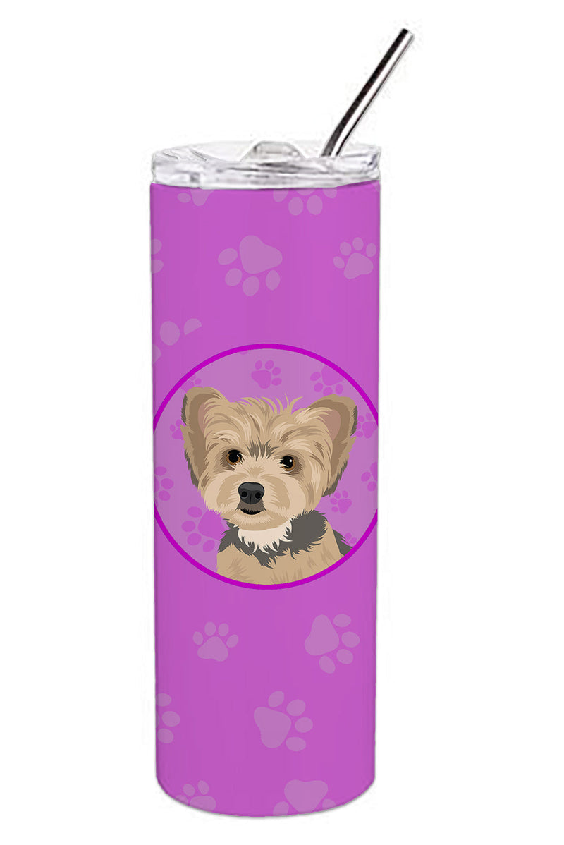 Yorkie Blue and Tan Puppy Stainless Steel 20 oz Skinny Tumbler