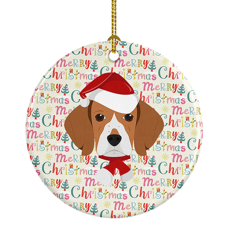 Beagle Merry Christmas Ceramic Ornament