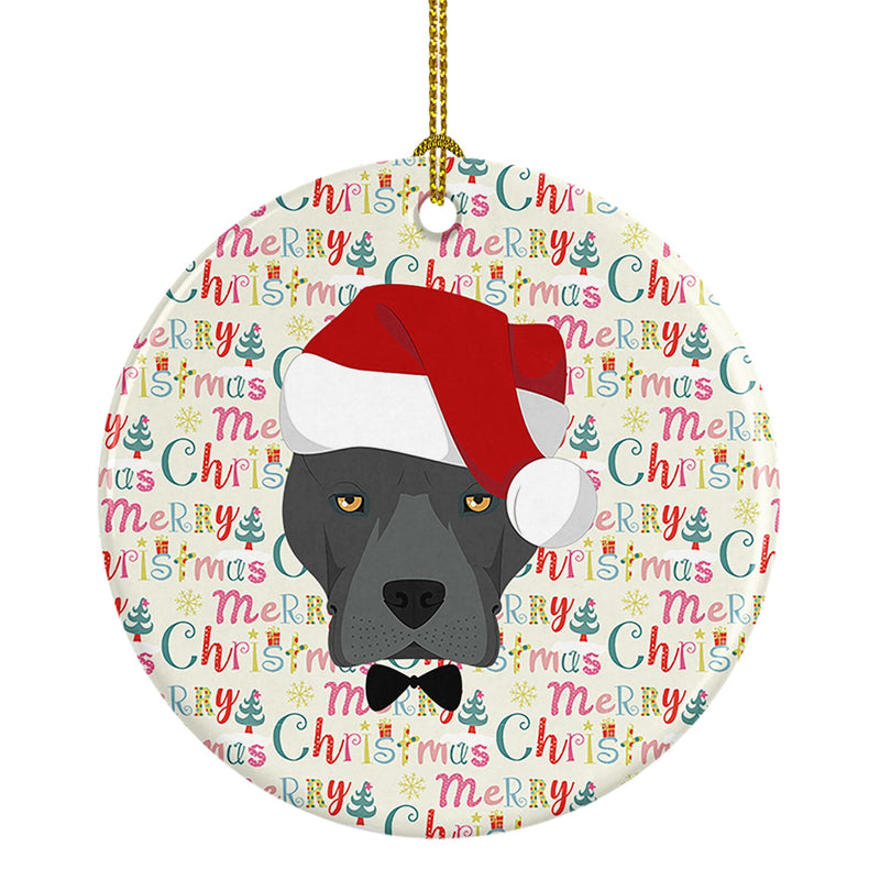 Staffordshire Bull Terrier Merry Christmas Ceramic Ornament