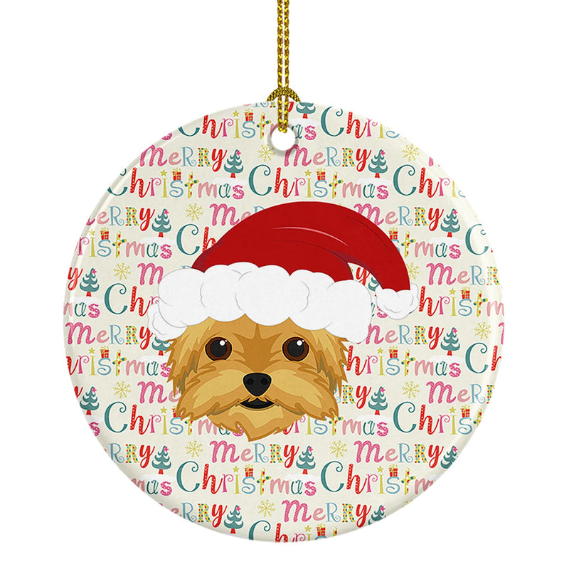 Yorkie Merry Christmas Ceramic Ornament