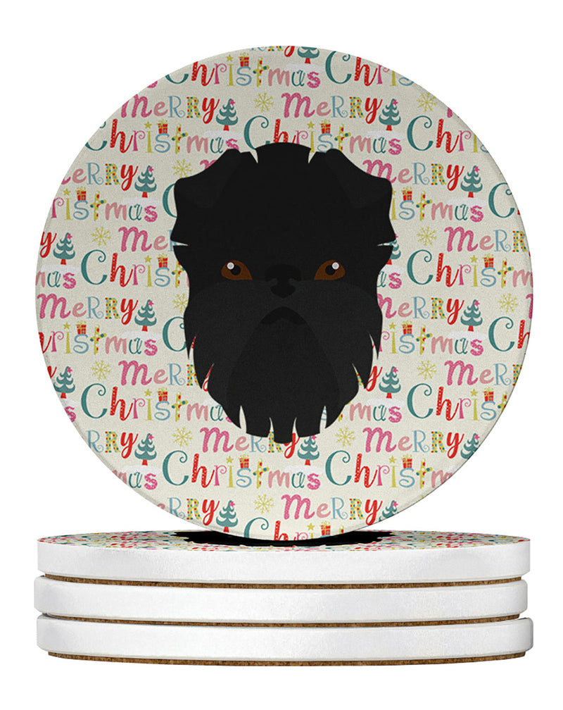 Affenpinscher Merry Christmas Large Sandstone Coasters Pack of 4