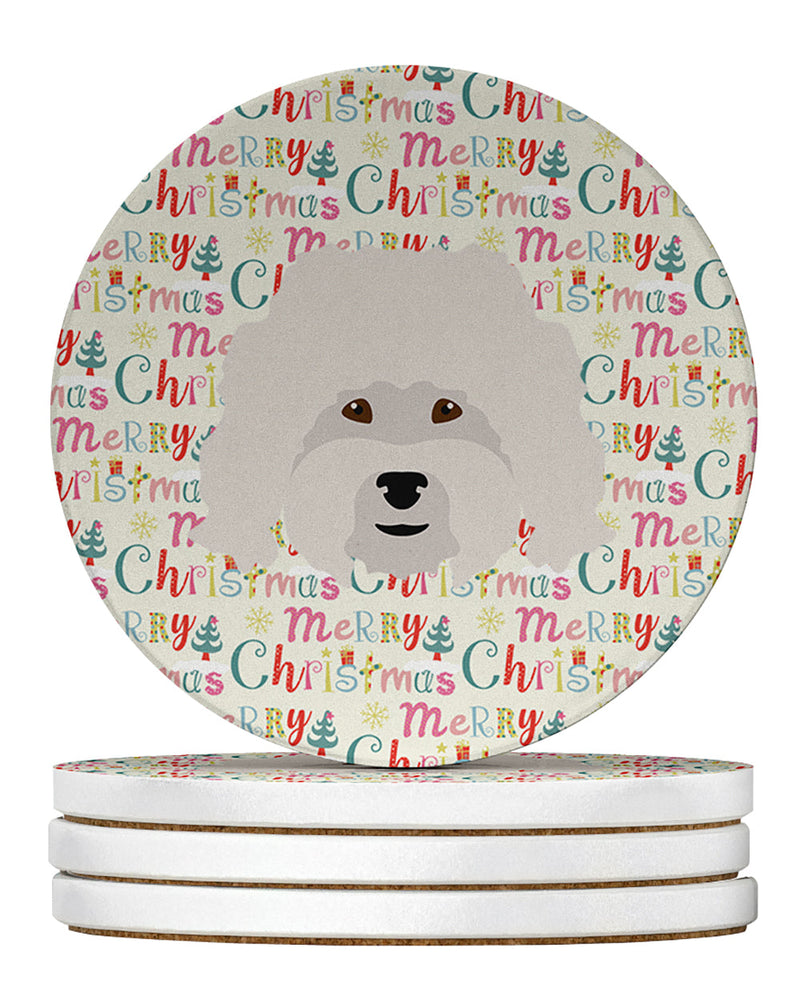 Bolognese Merry Christmas Large Sandstone Coasters Pack of 4