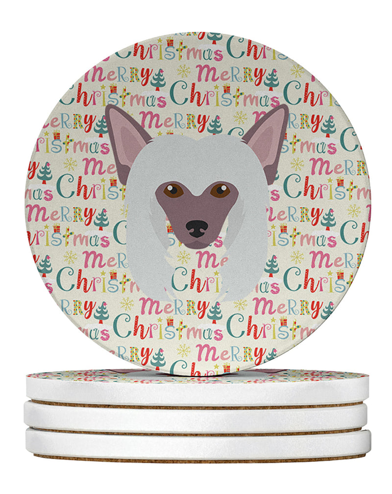 Chinese Crested Merry Christmas Large Sandstone Coasters Pack of 4