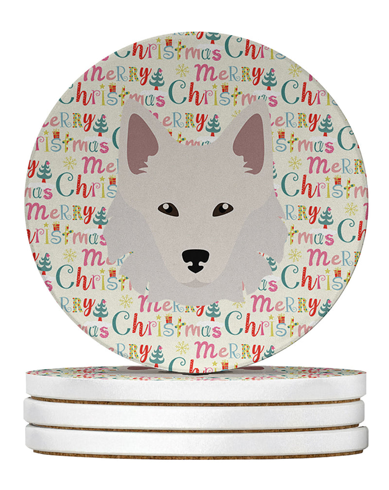 Danish Spitz Merry Christmas Large Sandstone Coasters Pack of 4