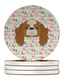 Blenheim Cavalier King Charles Spaniel Merry Christmas Large Sandstone Coasters Pack of 4