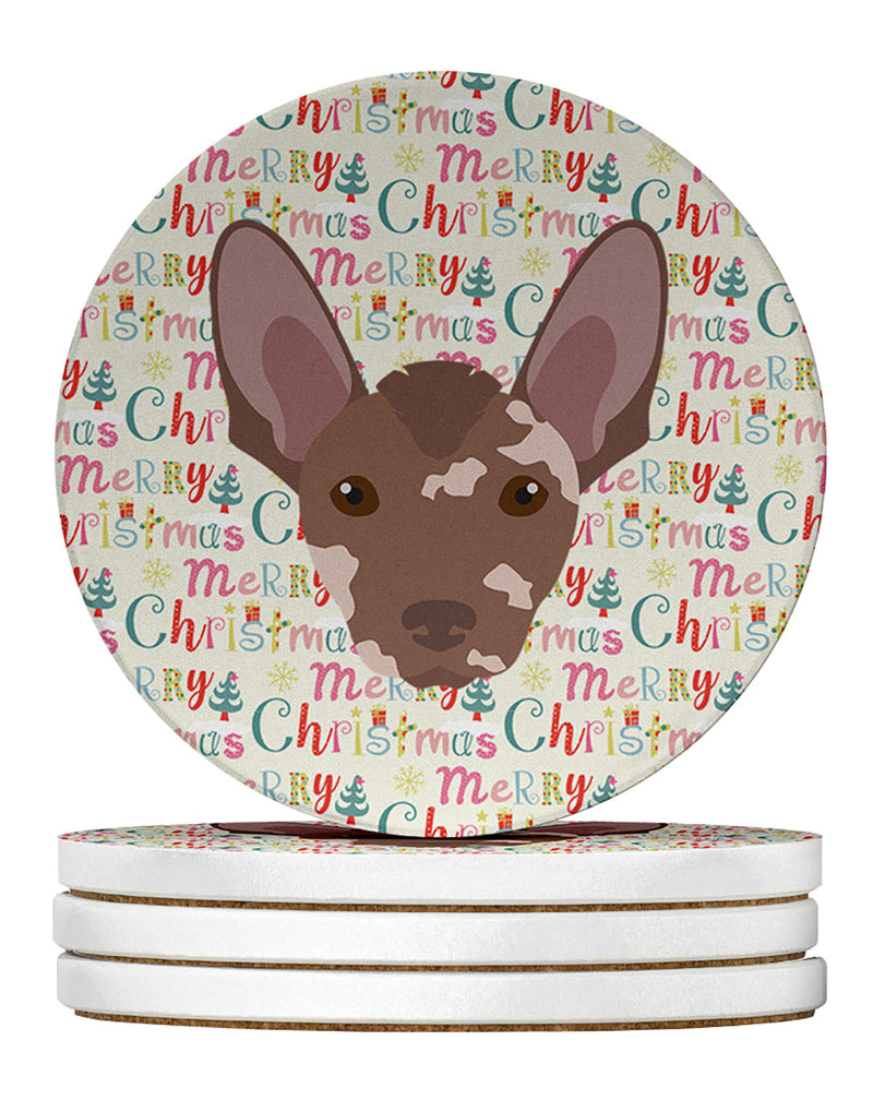Mexican Hairless Dog Merry Christmas Large Sandstone Coasters Pack of 4
