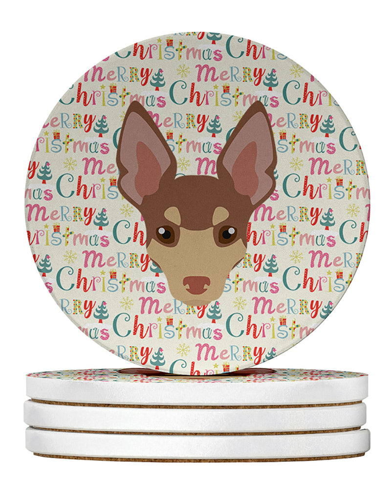 Miniature Fox Terrier Merry Christmas Large Sandstone Coasters Pack of 4