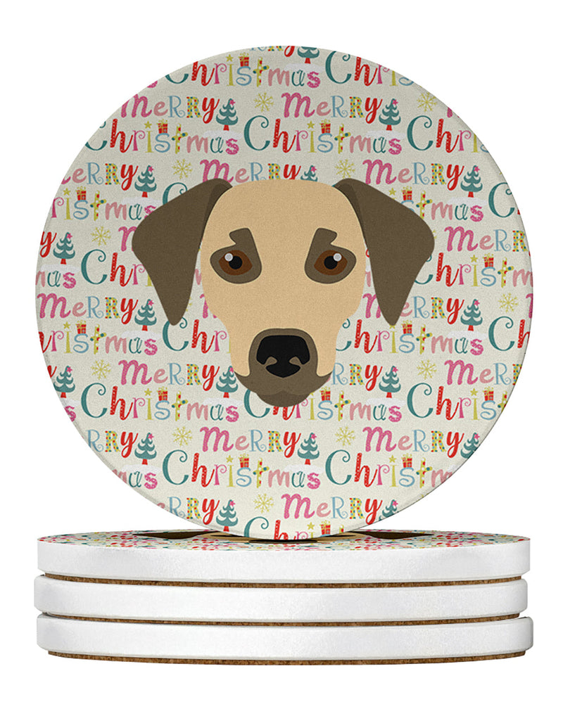 Sato Dog Merry Christmas Large Sandstone Coasters Pack of 4