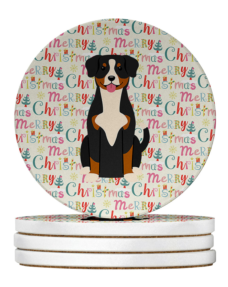Merry Christmas Entlebucher Large Sandstone Coasters Pack of 4