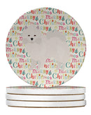 American Eskimo Merry Christmas Large Sandstone Coasters Pack of 4