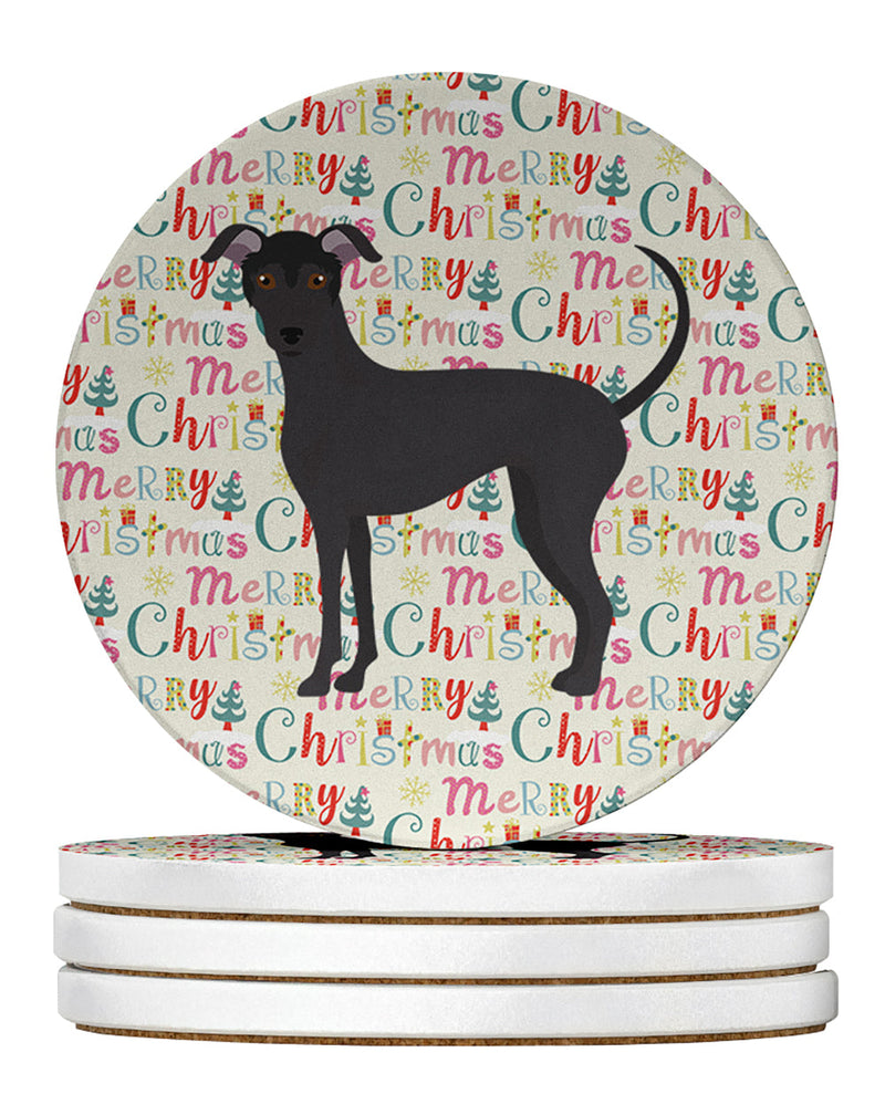 Argentine Pila Dog Merry Christmas Large Sandstone Coasters Pack of 4