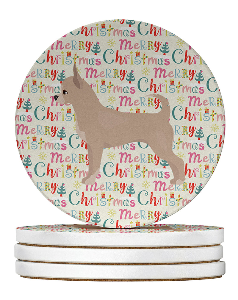 Chihuahua Merry Christmas Large Sandstone Coasters Pack of 4