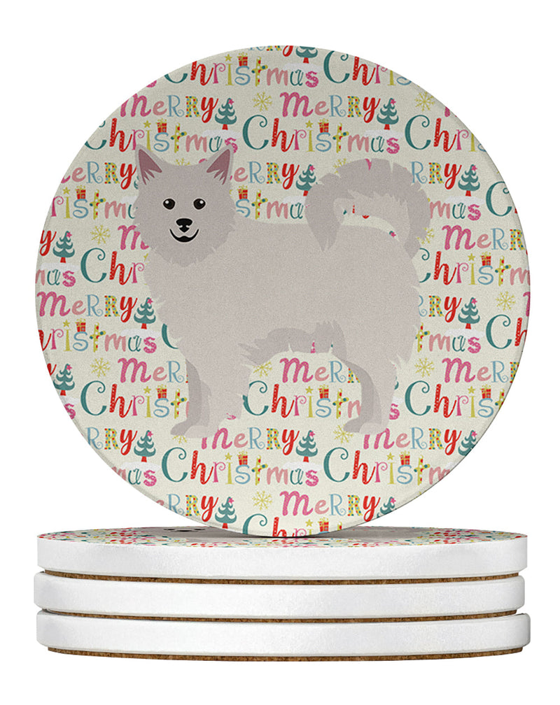 Italian Spitz Merry Christmas Large Sandstone Coasters Pack of 4