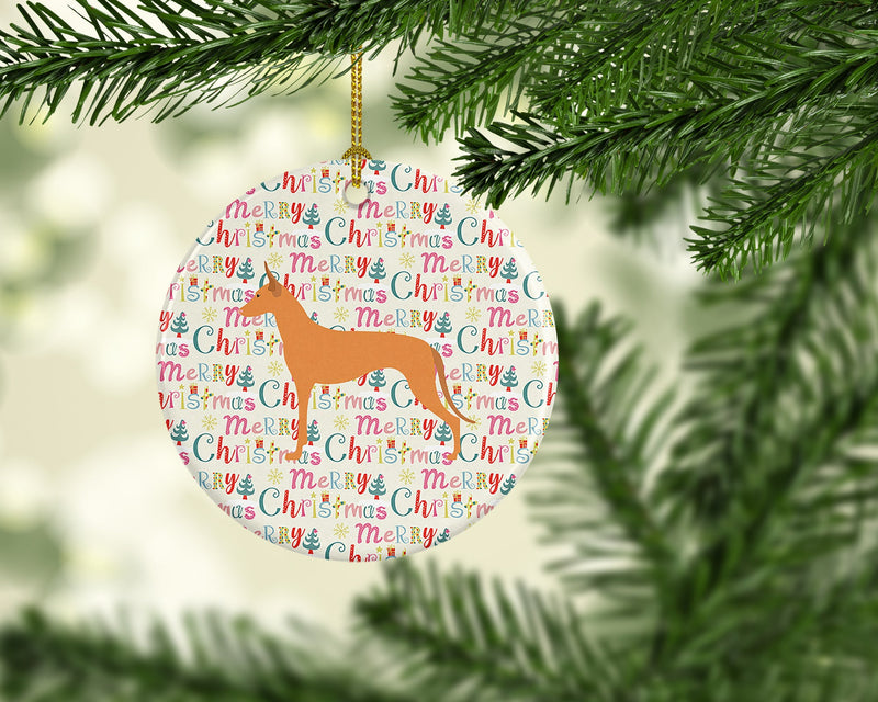 Pharaoh Hound Merry Christmas Ceramic Ornament