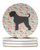 Black Russian Terrier Merry Christmas Large Sandstone Coasters Pack of 4