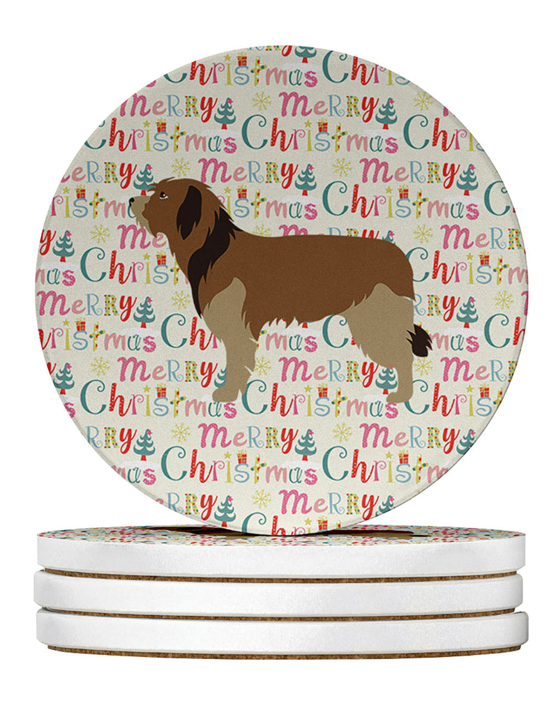 Catalan Sheepdog Merry Christmas Large Sandstone Coasters Pack of 4