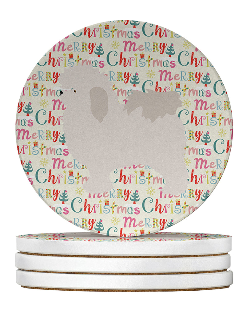 Bolognese Merry Christmas Large Sandstone Coasters Pack of 4