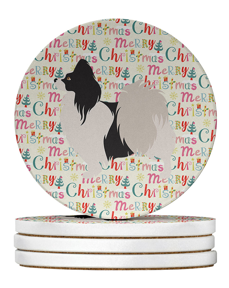Papillon Merry Christmas Large Sandstone Coasters Pack of 4