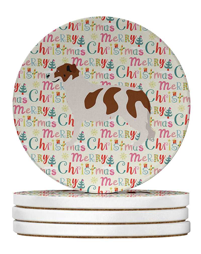 Aidi Atlas Mountain Dog Merry Christmas Large Sandstone Coasters Pack of 4