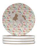 American Bulldog Merry Christmas Large Sandstone Coasters Pack of 4