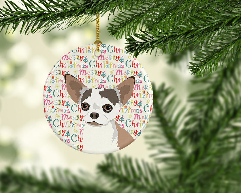 Chihuahua Merle Christmas Ceramic Ornament