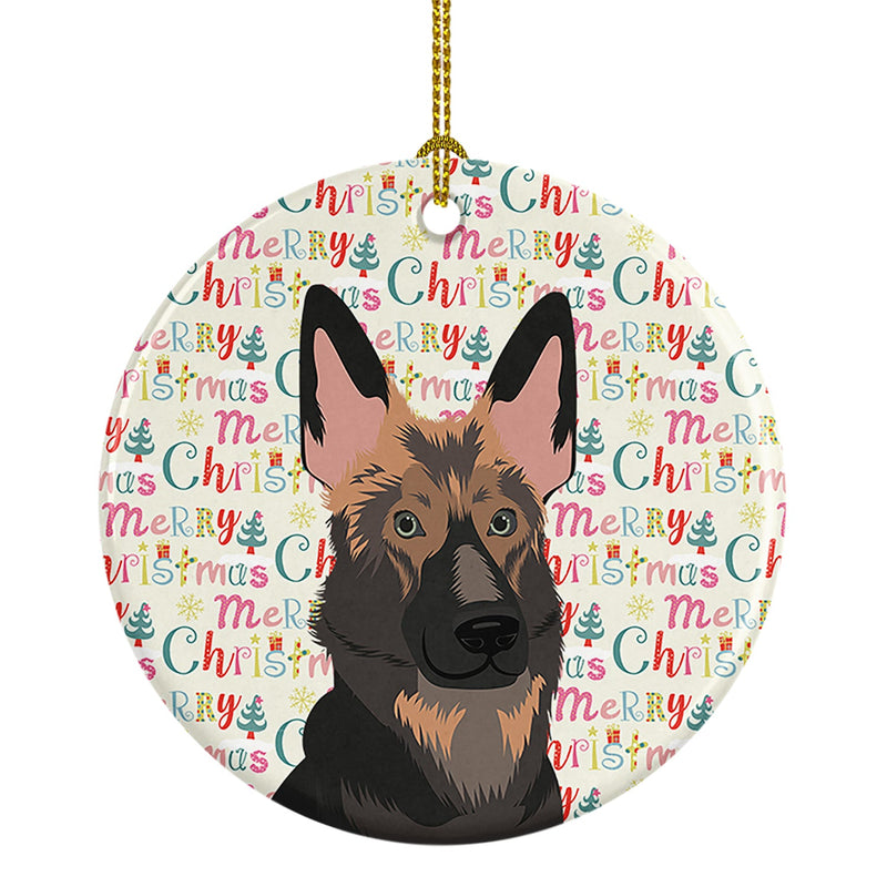 German Shepherd Puppy Christmas Ceramic Ornament