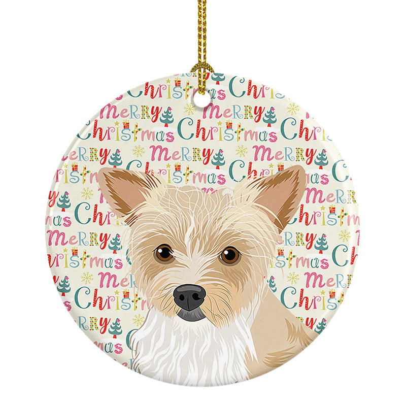 Yorkie Parti Christmas Ceramic Ornament