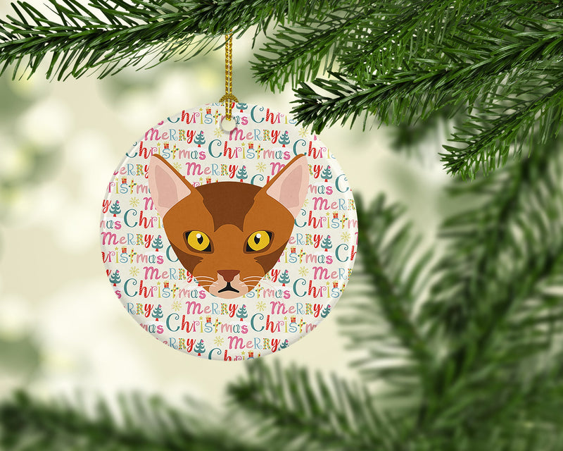 Abyssinian Cat Christmas Ceramic Ornament