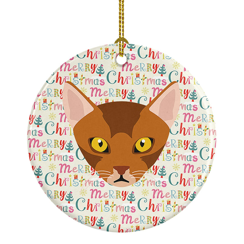 Abyssinian Cat Christmas Ceramic Ornament