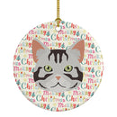 American Shorthair Cat Christmas Ceramic Ornament