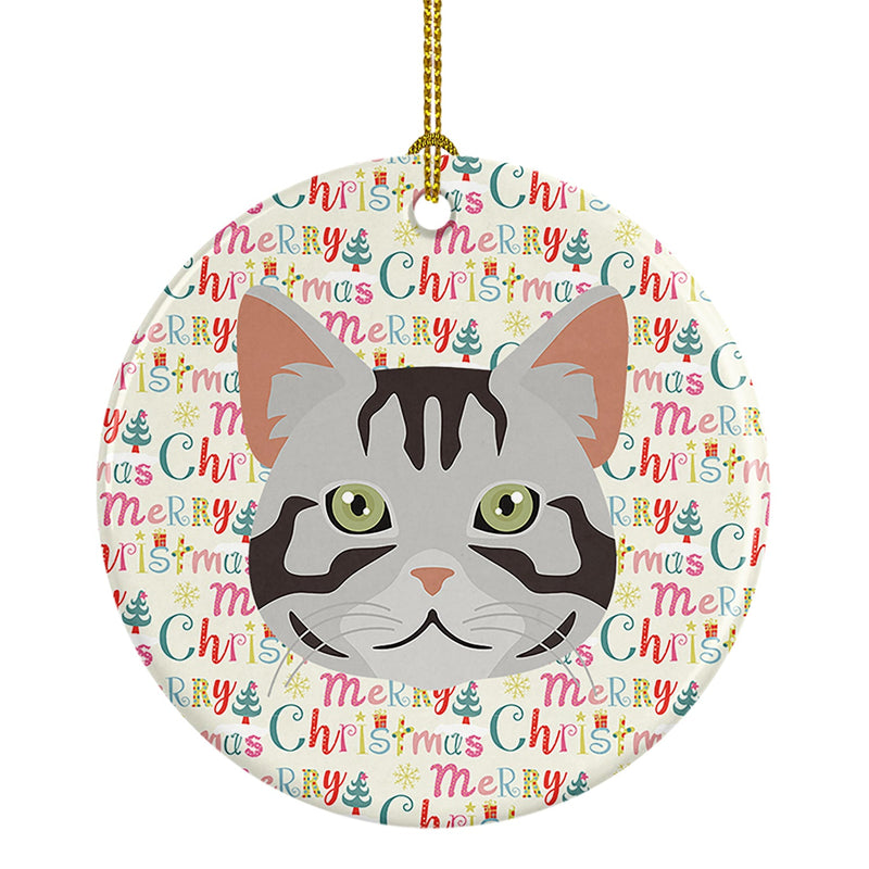 American Shorthair Cat Christmas Ceramic Ornament